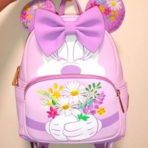 Loungefly Disney Minnie Holding Flowers Mini Backpack.